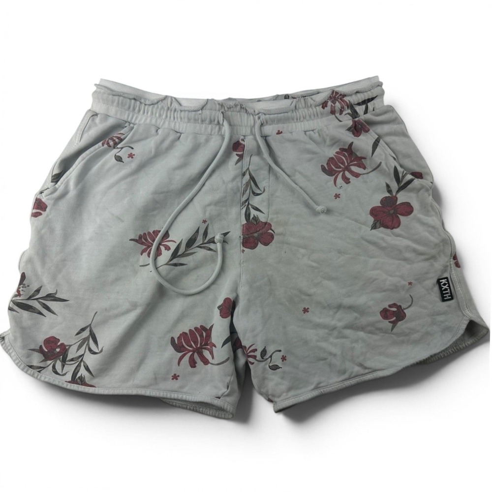 Kith Sweat Shorts Men L White 10th Anniversary Summer Floral Jordan Terry Sporty